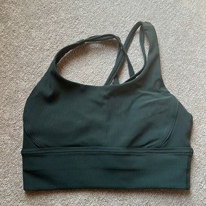 Lululemon ribbed energy longline bra 6 evergreen color